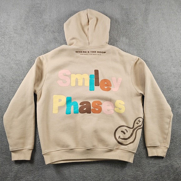 Wheres The Hoop Other - Wheres The Hoop Smiley Phases Graphic Hoodie Sand Small Streetwear Puff Print